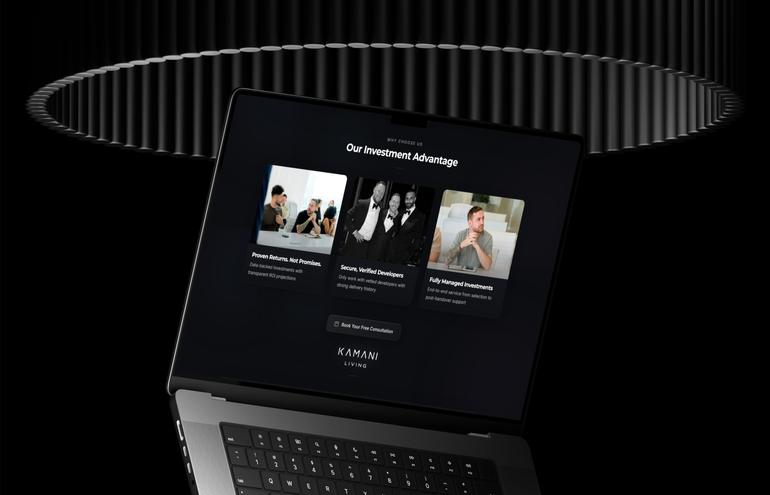 Kamani Living Website on Laptop