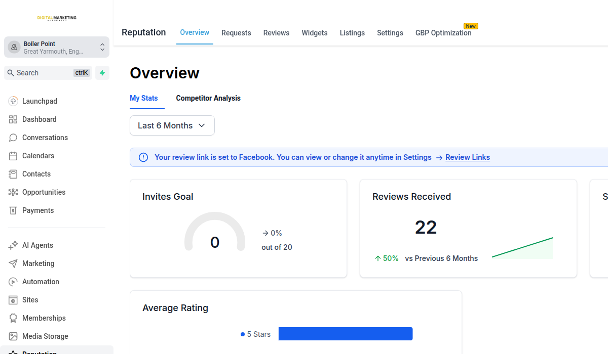 Boiler Point Google Business Profile - 5.0 stars, 88 reviews